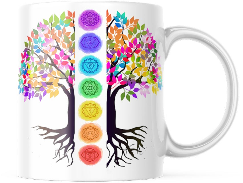 Tree of Life Seven Chakras Mug Tea Coffee Cup- Coffee Tea Mug Watercolour Zen Meditation-Gift for her-Gift for Him-Good Vibes Only